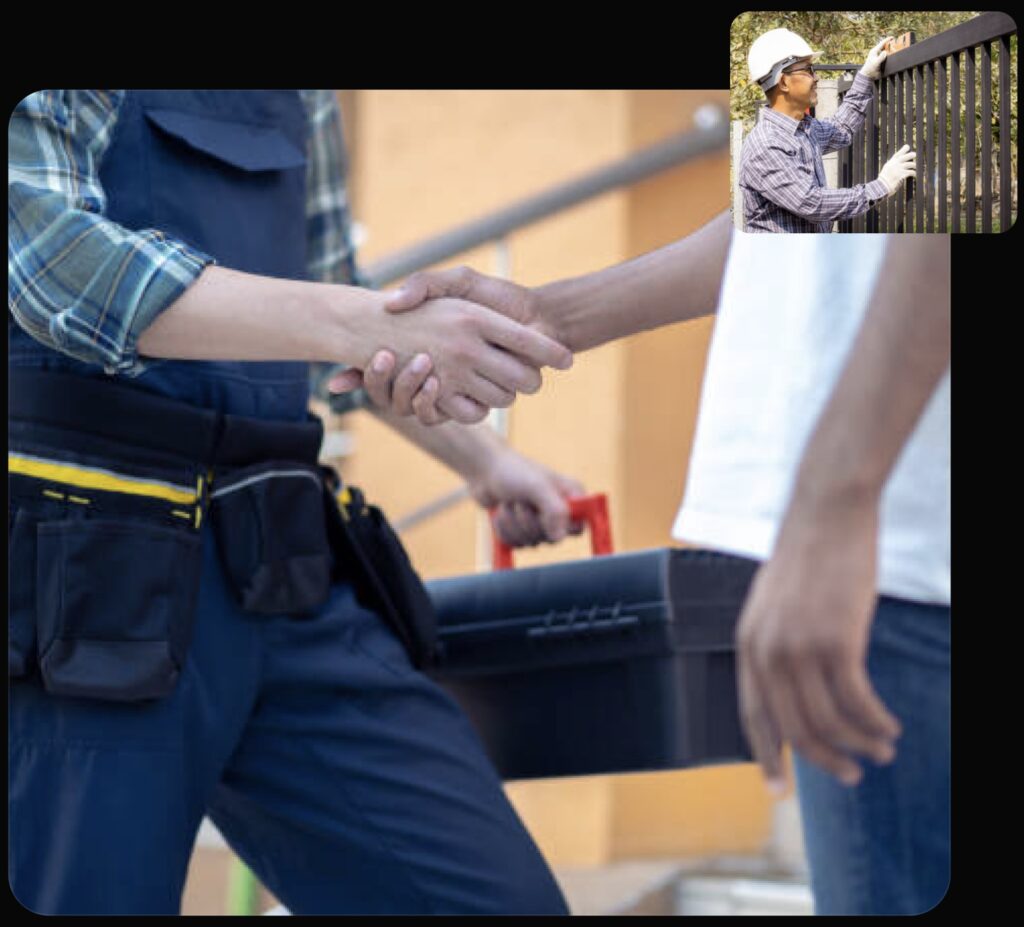 worker shaking hands with owner.